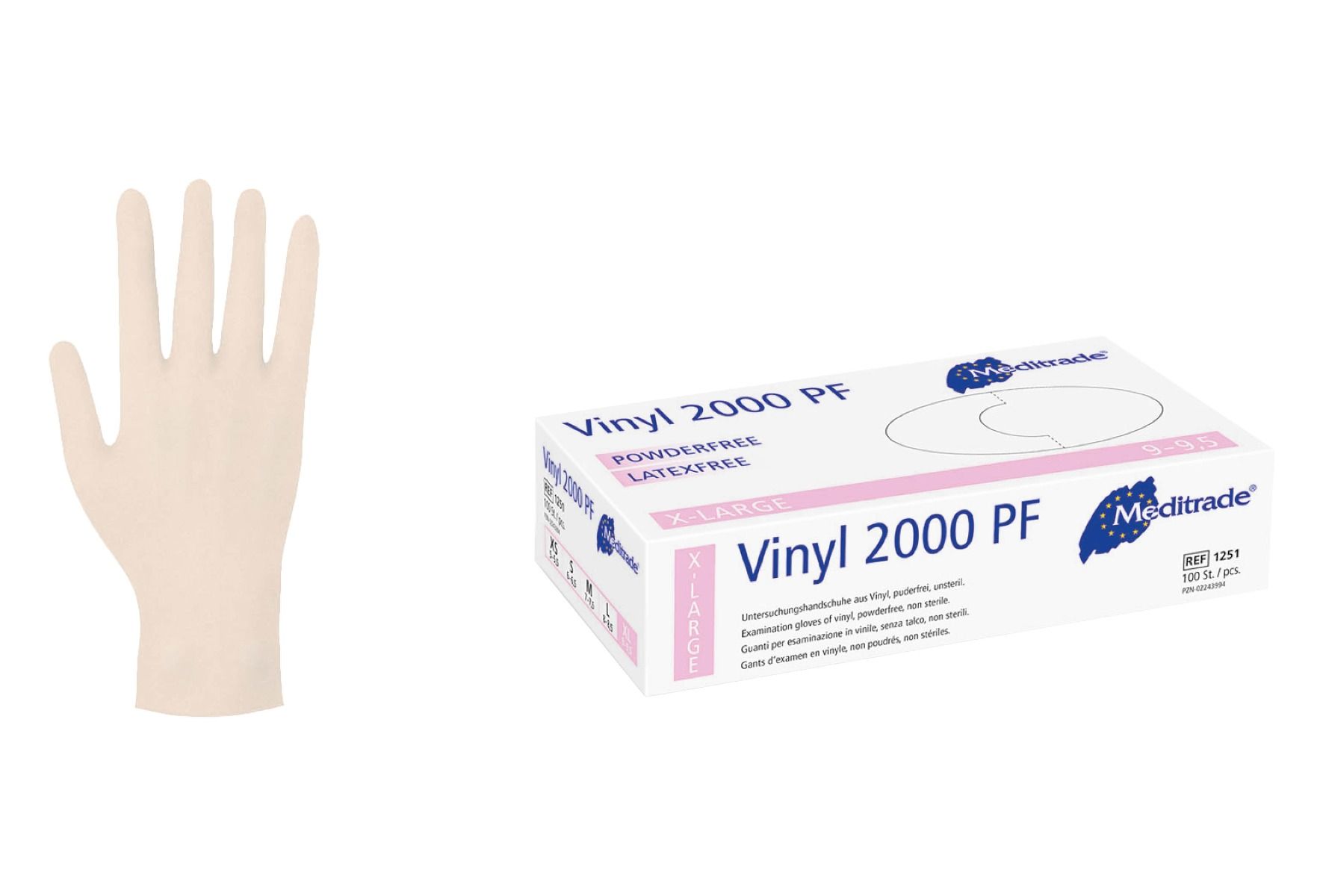 slide image Meditrade Vinyl Handschuhe unsteril - verschiedene Größen